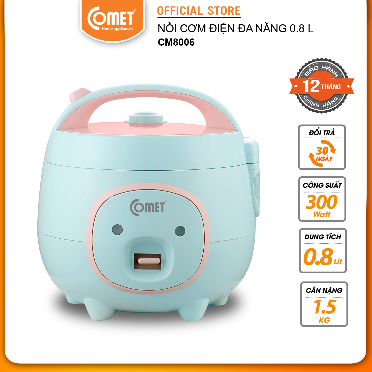 Nồi Cơm Điện Comet CM8006 - 0.8L - Hàng Chính Hãng