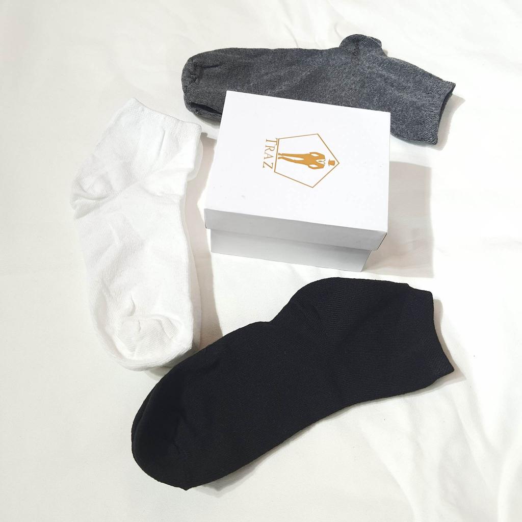 Vớ Tất Trơn Cổ Cao TRAZ Nam Nữ Trắng Đen Xám Unisex Style Hàn Quốc