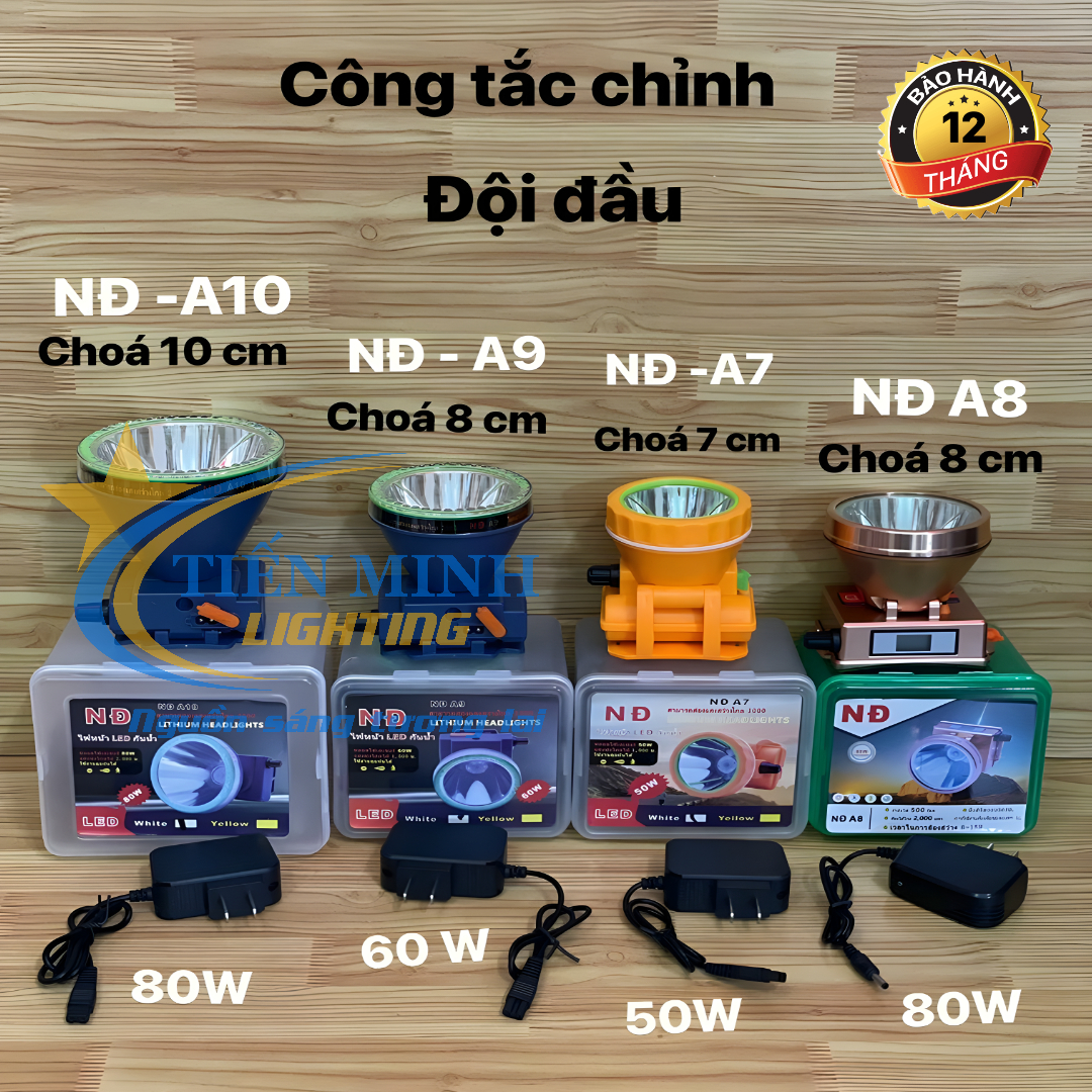 ĐÈN ĐỘI ĐẦU NĐ-A8, CÔNG SUẤT 80W, DUNG LƯỢNG PIN 2000MAH, THỜI GIAN SỬ DỤNG 8 - 15 GIỜ