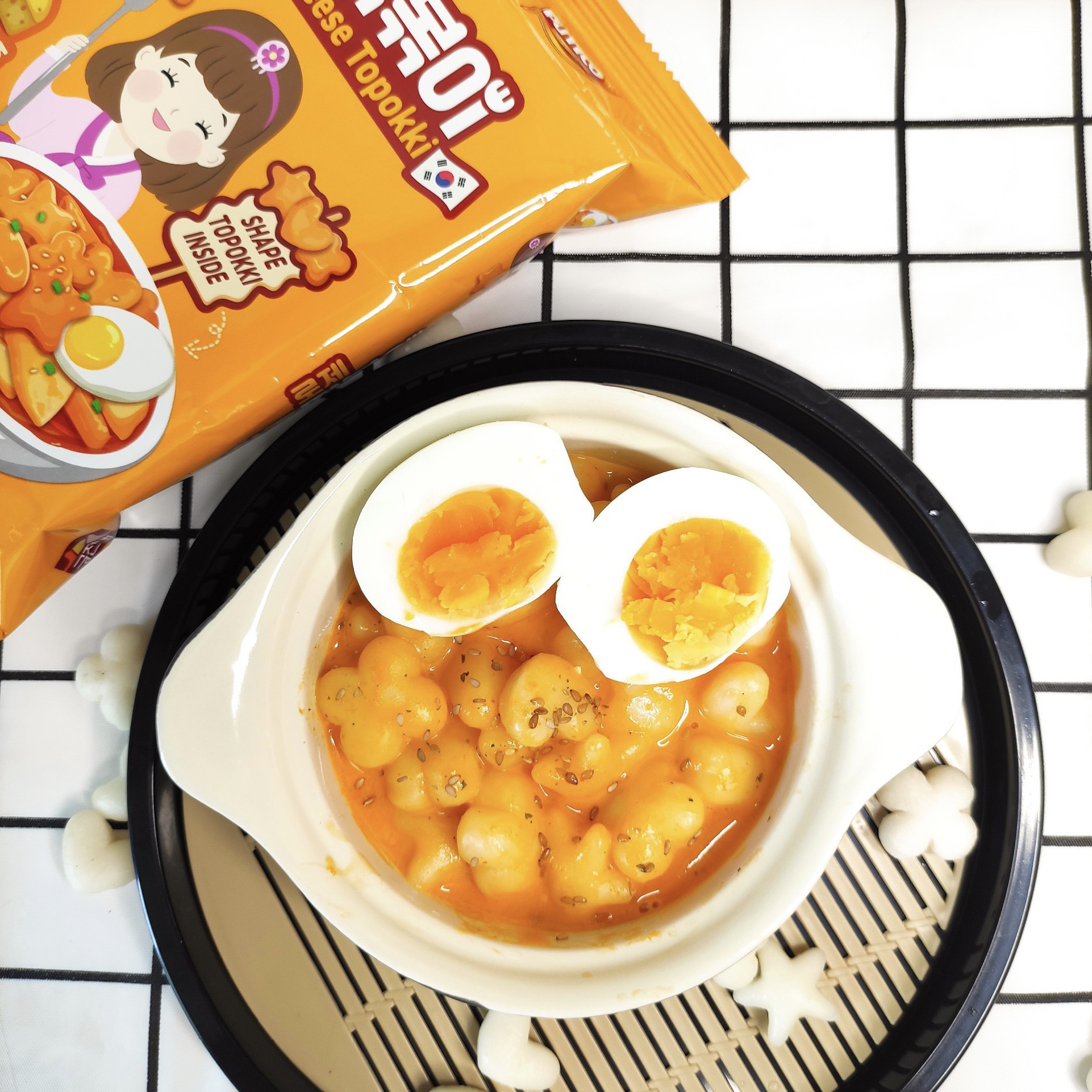 Bánh Gạo Topokki Hình Hoa Sao Tim Kèm Xốt Phomai - Nhập Khẩu Hàn Quốc Vị Hot