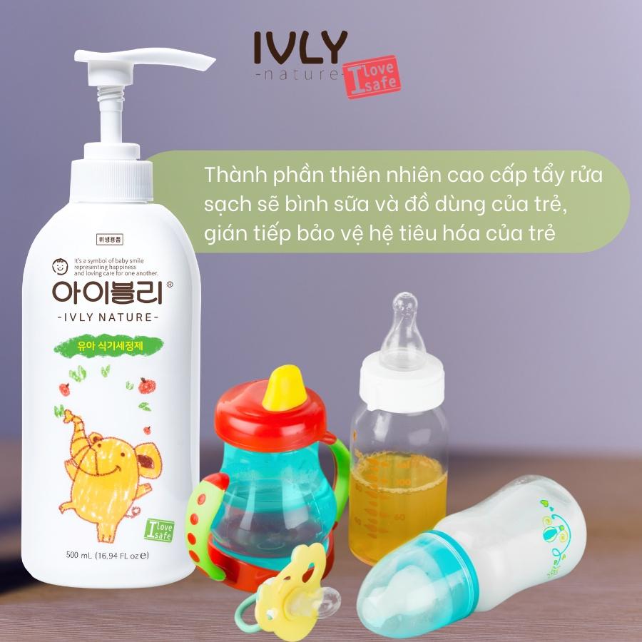 Nước rửa bình sữa và bát đĩa dạng gel IVLY NATURE chiết xuất hoàn toàn từ thiên nhiên nhập khẩu Hàn Quốc 500ml ivly002