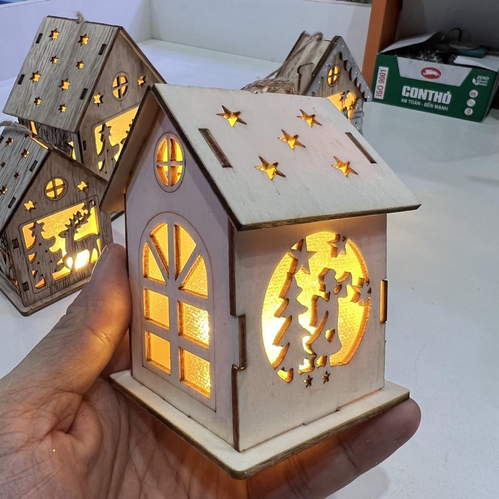 Mô hình nhà gỗ Giáng sinh có đèn sáng trang trí Noel và làm quà tặng