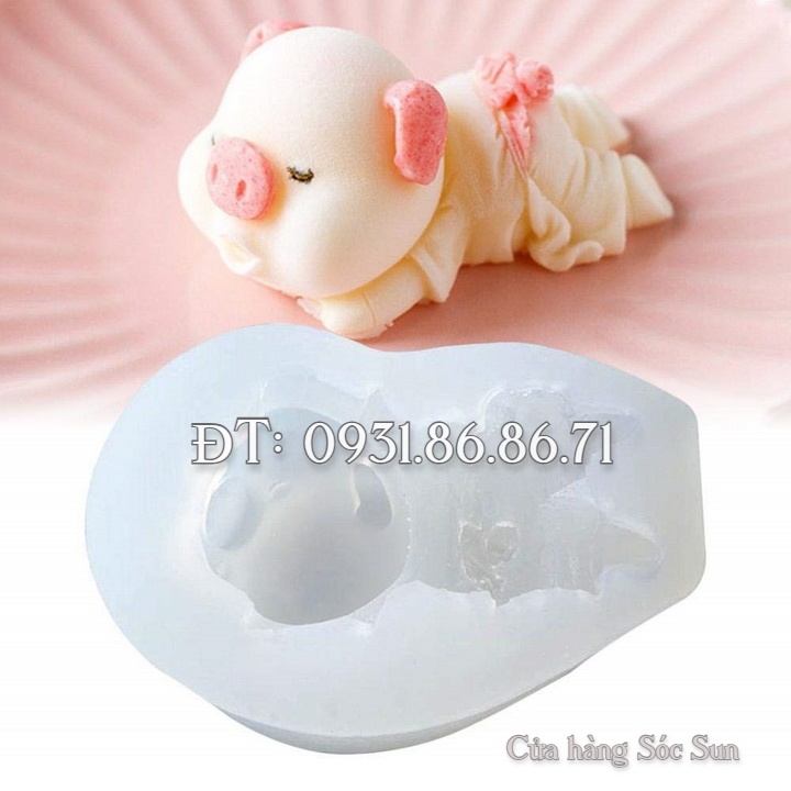 Khuôn silicon heo con Cute loại 7 cm - Mã số 1014