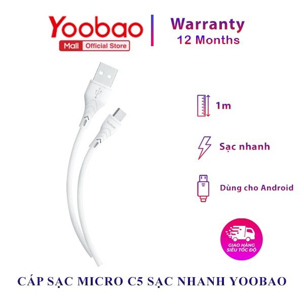 Dây cáp sạc Micro USB YOOBAO C5 Sạc ổn định dài 1m - Hàng nhập khẩu