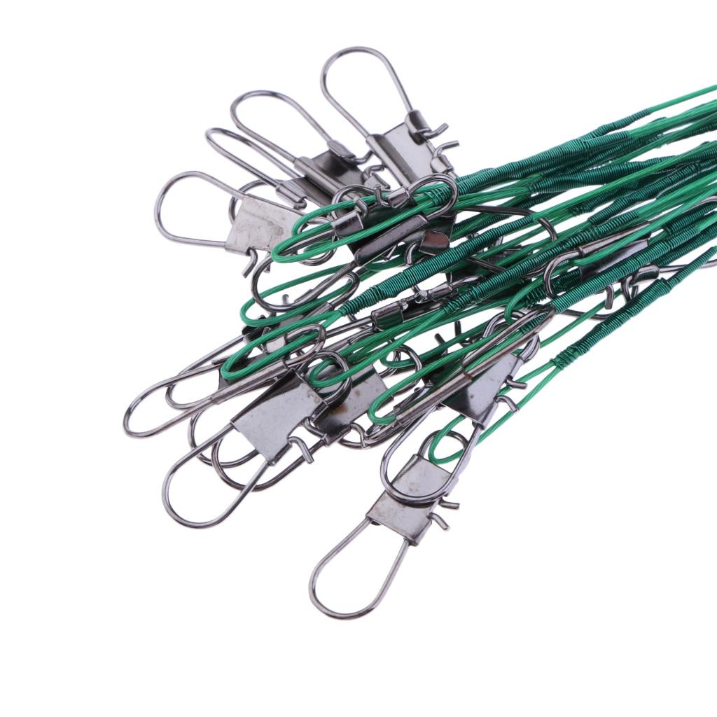 20Pcs/lot Tooth Proof Fishing Wire Leader with Swivels & Snaps