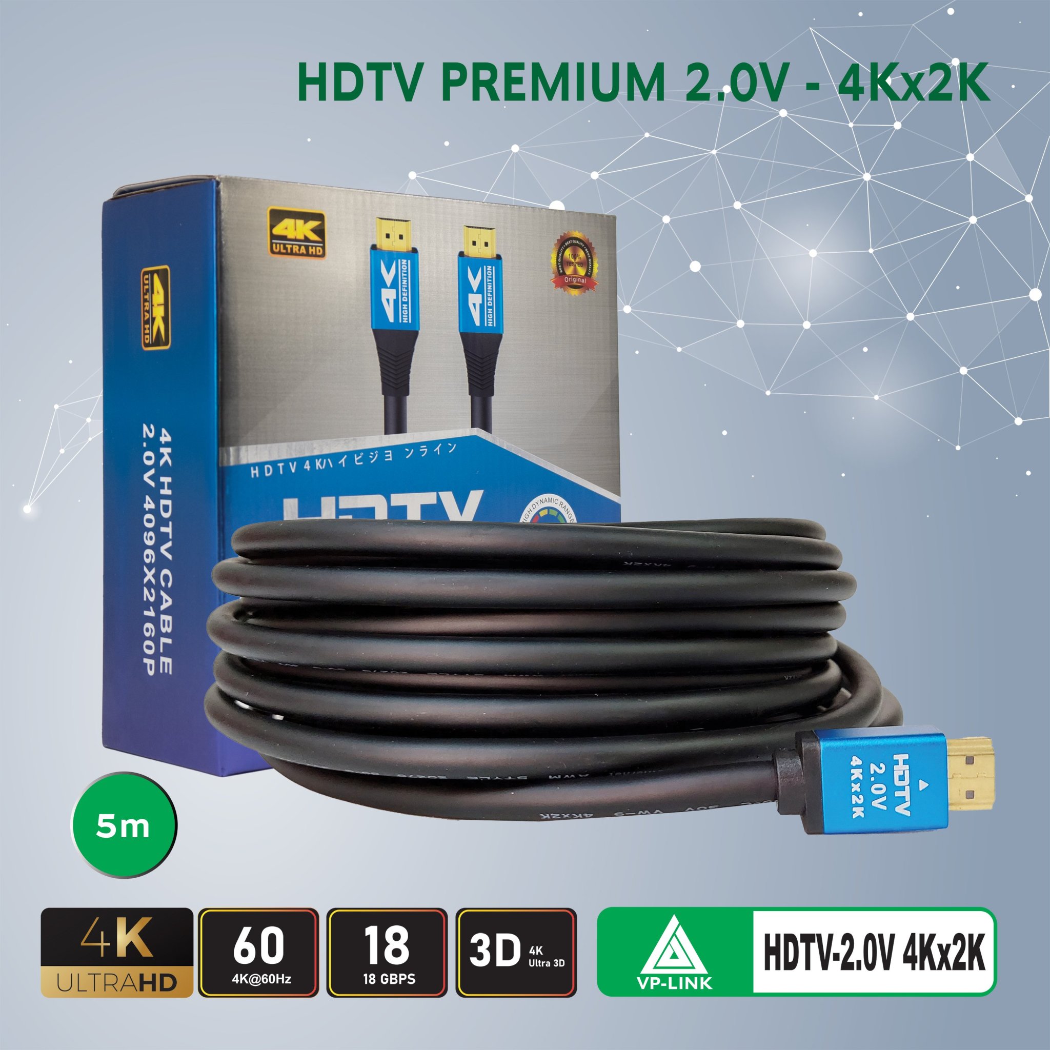 HDMI 5m Dây Tròn Trơn Cao Cấp