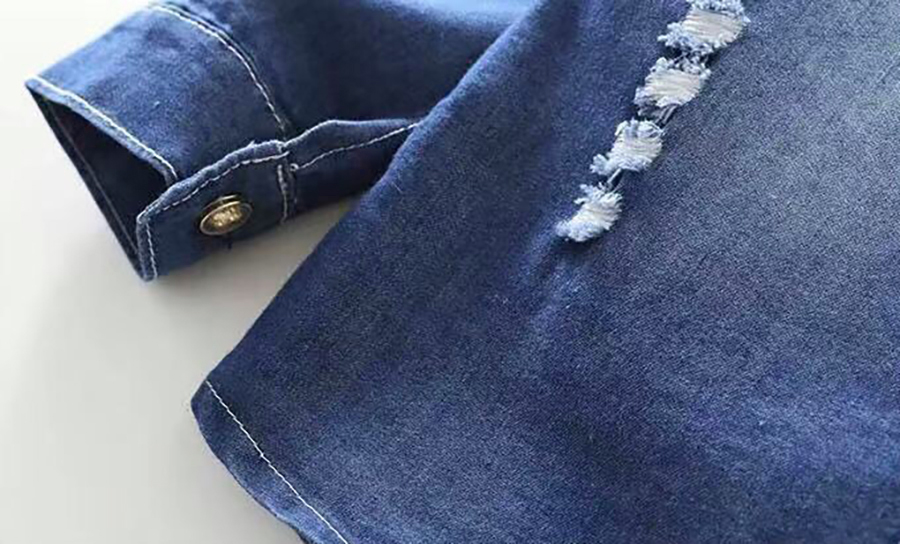 [ FORM LỚN ] Sơ mi tay dài denim jean Quảng Châu cho bé gái 01183