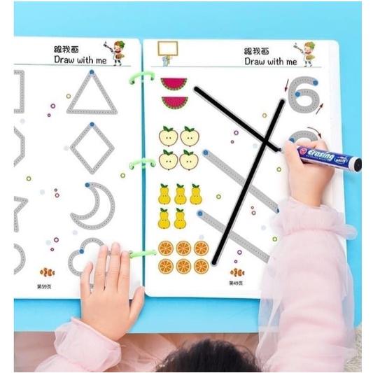 Đồ chơi bộ tập tô vẽ thông minh xóa được - đồ chơi giáo dục montessori giúp bé tập tô kèm bút dạ giúp phát triển tư duy