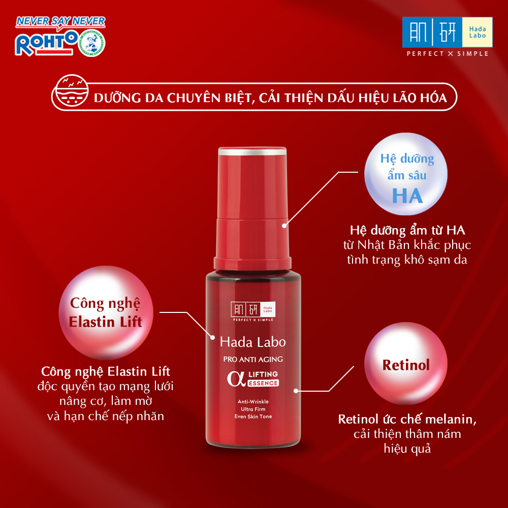 Tinh chất dưỡng chuyên biệt chống lão hóa Hada Labo Pro Anti Aging α Lifting Essence