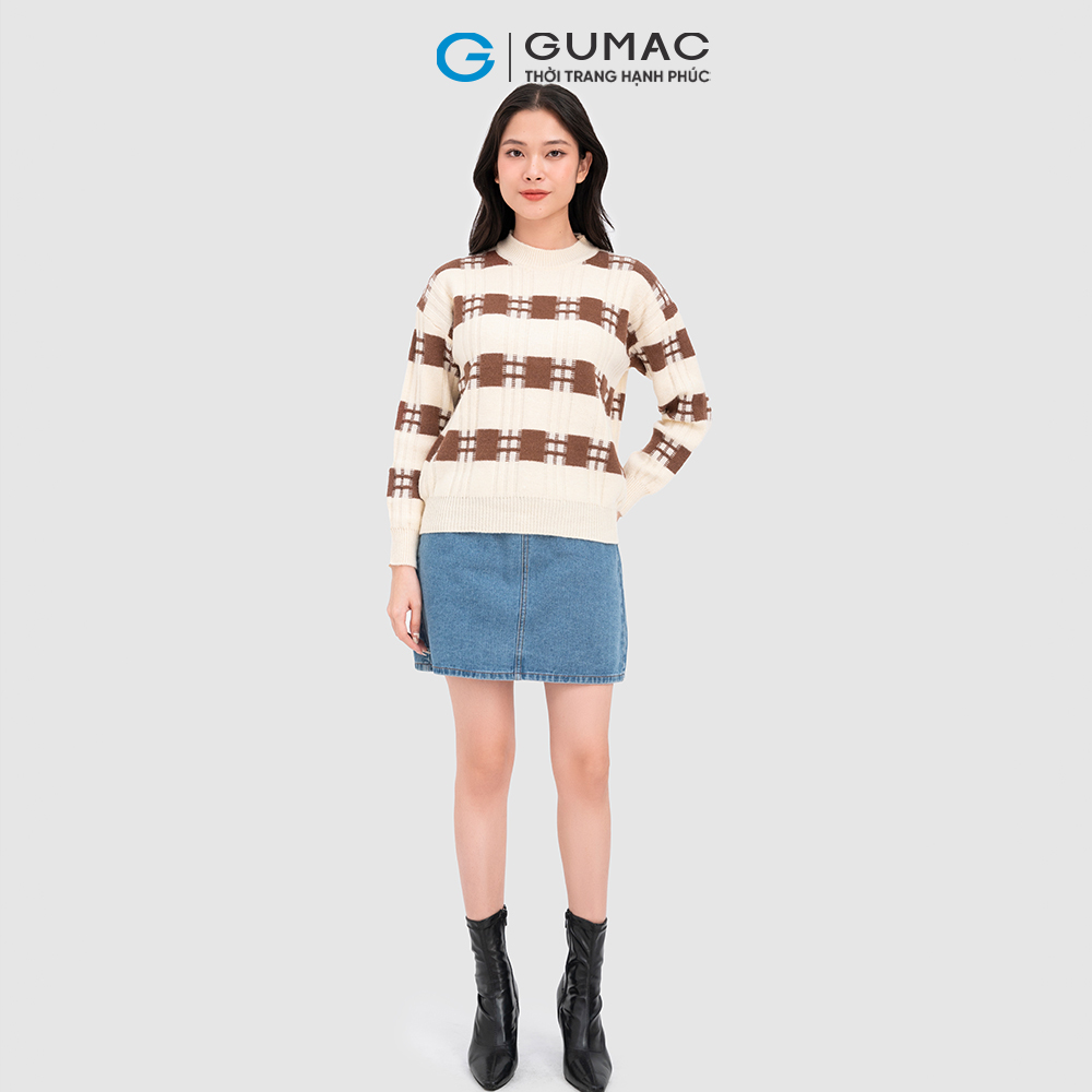 Áo len họa tiết sọc thời trang GUMAC AC11095