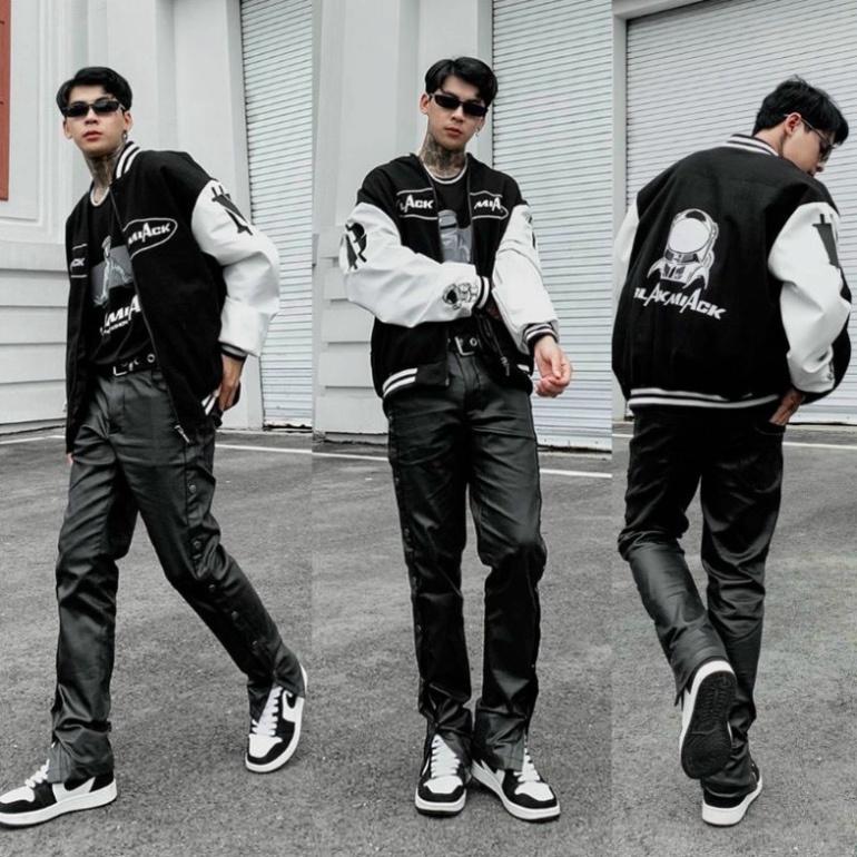 Áo Khoác Dù 2 lớp phối tay trắng bomber Nam Nữ Ulzzang Unisex Form Rộng, Áo Khoác Bomber Trơn Chất Liệu Vải Dù Pha Cotton In Họa Tiết &quot;BlackMiack&quot;, ÁO KHOÁC GIÓ- ÁO KHOÁC DÙ HAI LỚP BLACKMIACK NAM NỮ MẶC ĐỀU ĐƯỢC CỰC CÁ TÍNH