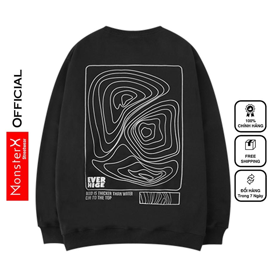 Áo dài tay HUGE NỈ BÔNG Unisex MonsterX Basic Sweater Ulzzang cặp đôi nam nữ form rộng oversize Hàn Quốc