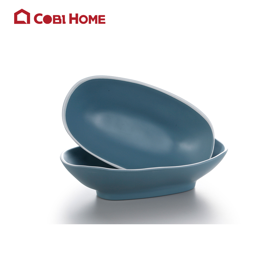 Dĩa sâu lòng cao cấp bằng melamine màu xanh