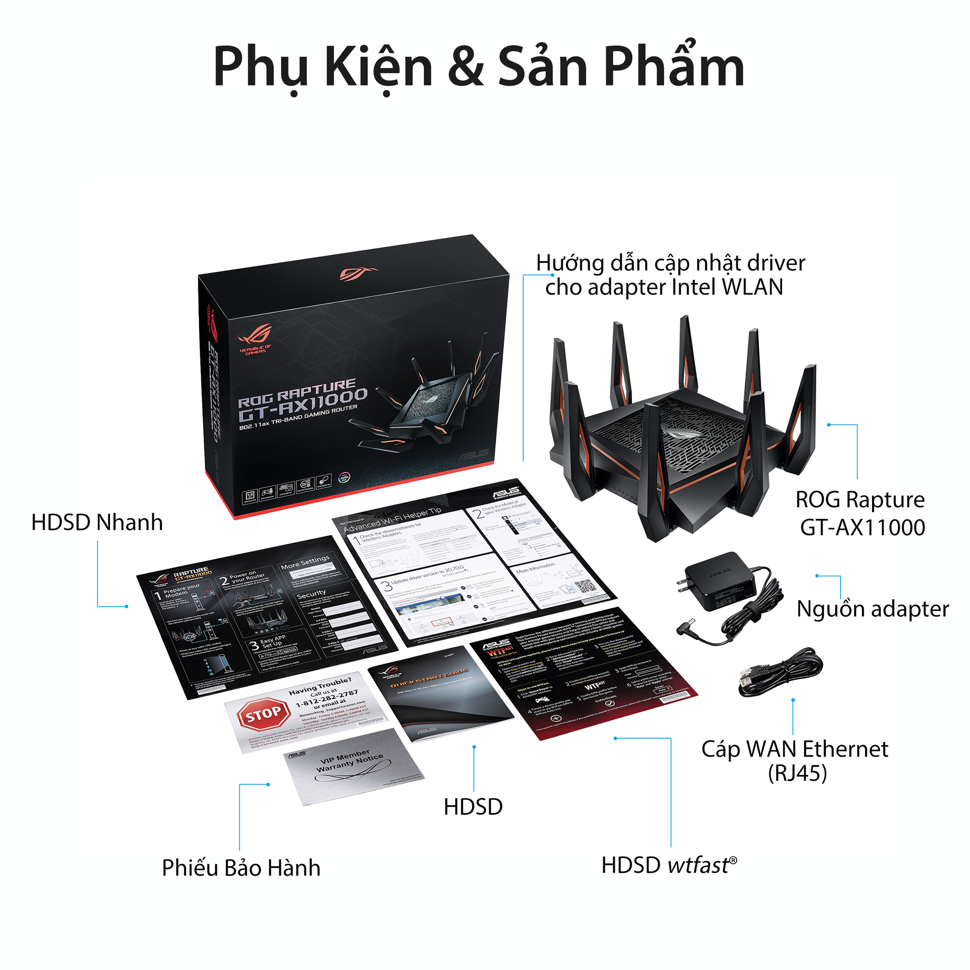 Router Wifi Băng Tần Kép ASUS GT-AX11000 - Hàng Chính Hãng