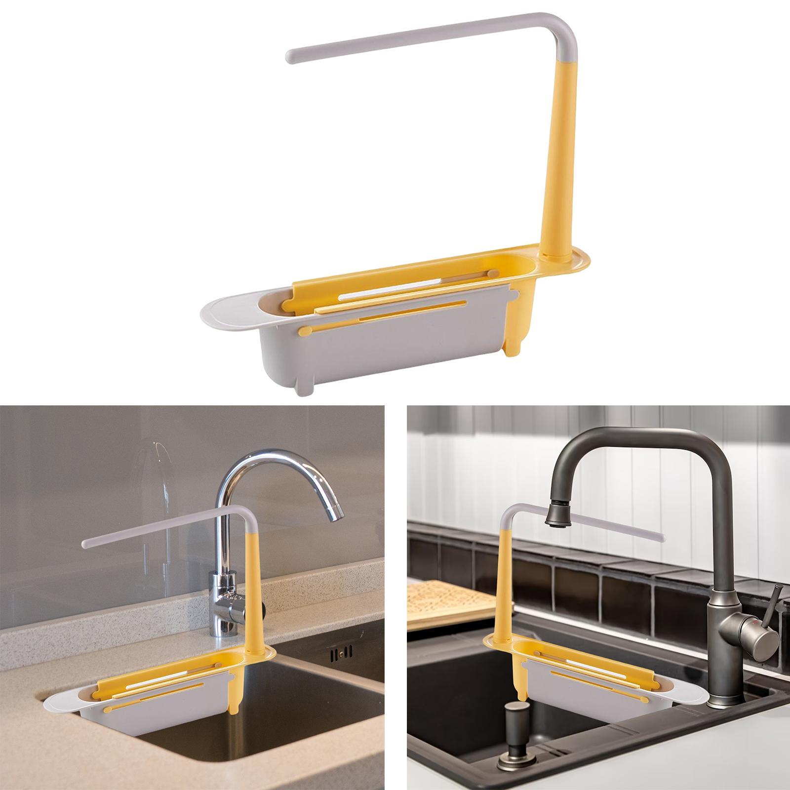 Telescoping Sink Caddy with Dishcloth Hanger Telescopic Sink Tidy Holder for Home Bathroom