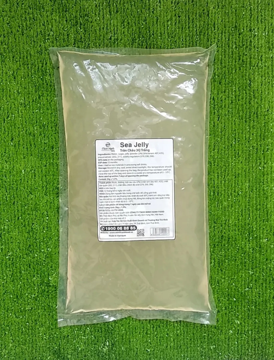 Trân Châu 3Q Sea Jelly Trắng 2 kg / Thạch 3Q Ngọc Trai Sea Jelly (ngon, dai giòn sần sật - dùng trực tiếp mà không cần nấu hay chế biến khác)