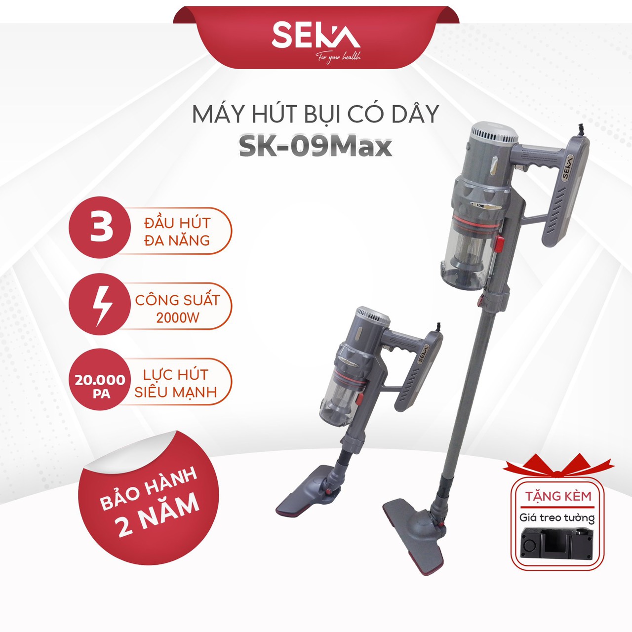 Máy Hút Bụi Cầm Tay SEKA SK-09Max Công Suất 2000W, Hàng Chính Hãng