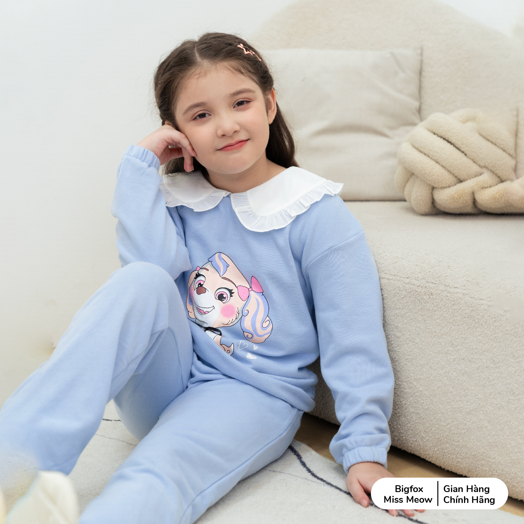 Bộ nỉ bé gái BIGFOX MISS MEOW size đại, quần áo dài tay thu đông cho trẻ em style Hàn Quốc cỡ 3,7,11 tuổi 20kg 40kg 1968