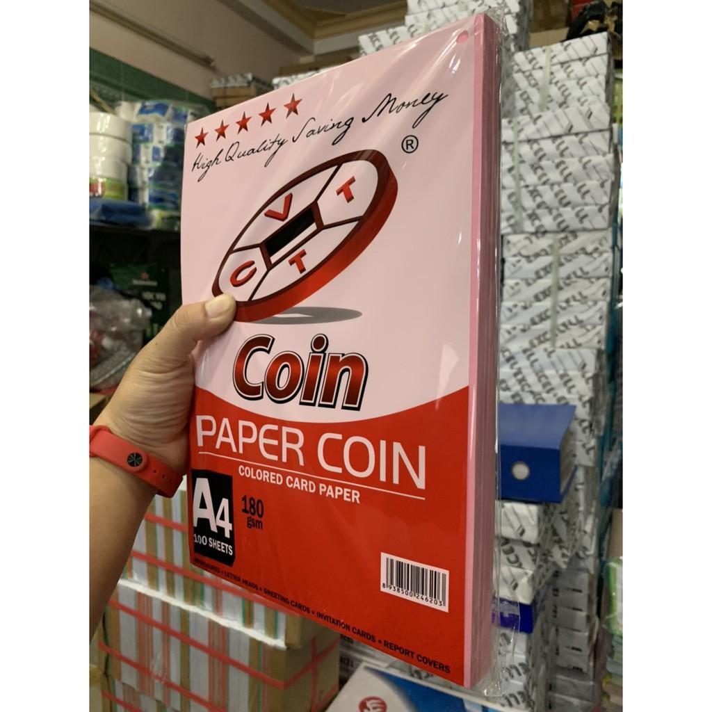 Giấy bìa màu A4 Coin 180gsm - hồng