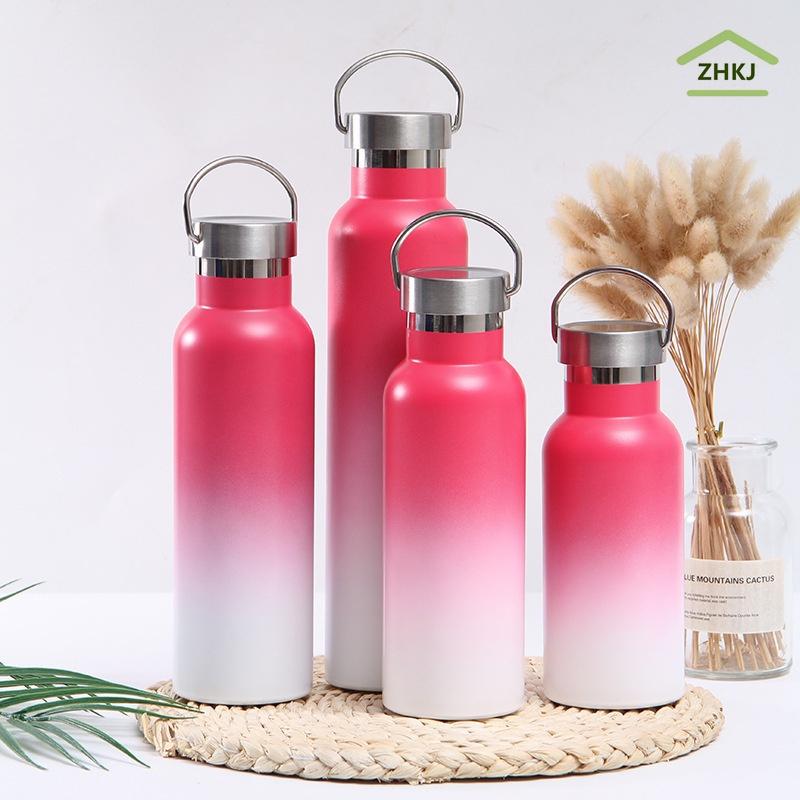 Bình Nước Inox 304 Giữ Nhiệt Màu Gradient Có Tay Cầm Thời Trang Dung Tích 350ML 500ML 600ML 750ML 1000ML