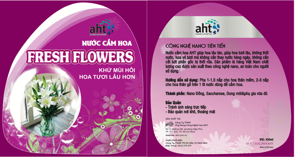 Nước cắm hoa công nghệ nano đồng Fresh Flowers AHT 430ml - giúp hoa lâu tàn, không thối nước