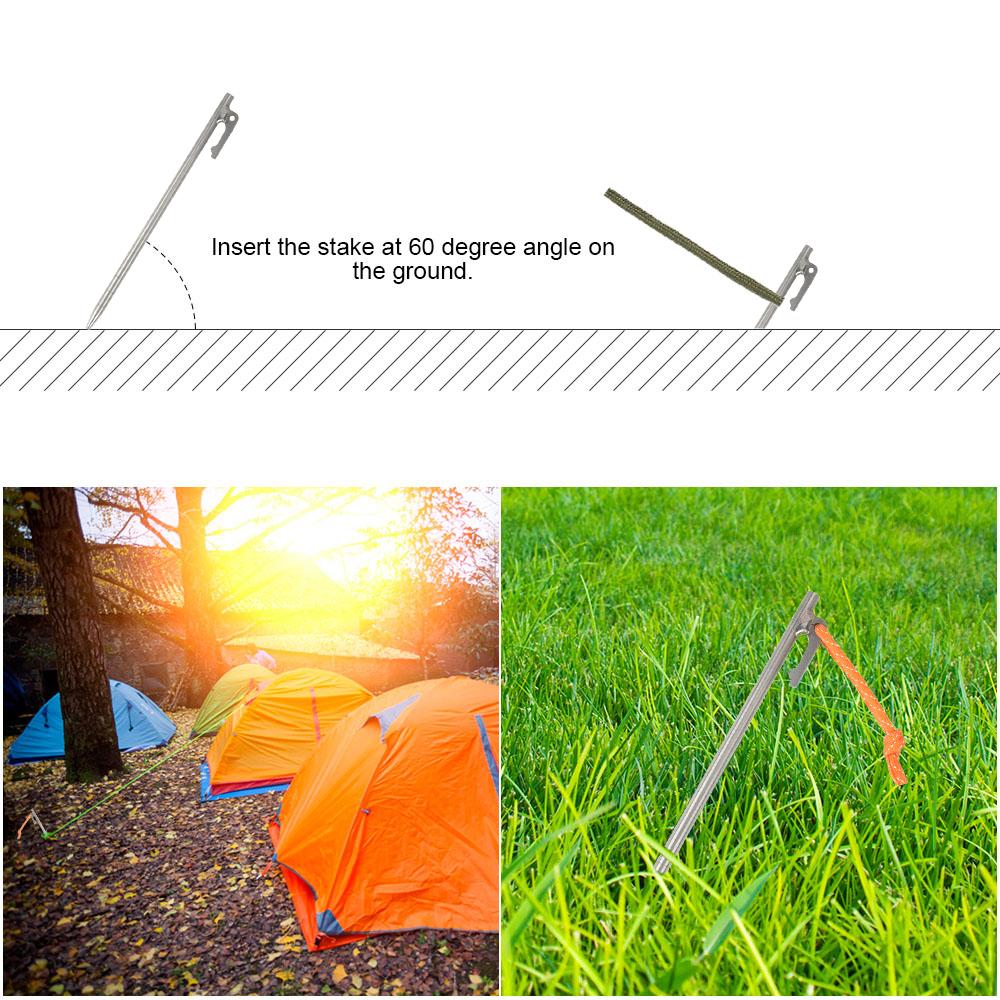 Bộ cọc lều bằng hợp kim titan 7.9 inch / 9.4 inch và dây phản quang dùng cho cắm trại
