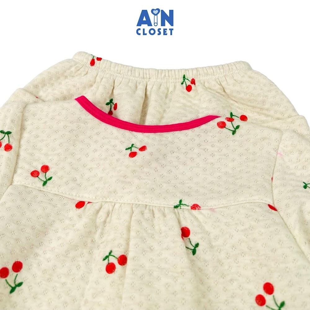 Bộ quần áo dài bé gái họa tiết Cherry Nhí Hồng chần bông - AICDBGHARLNF - AIN Closet