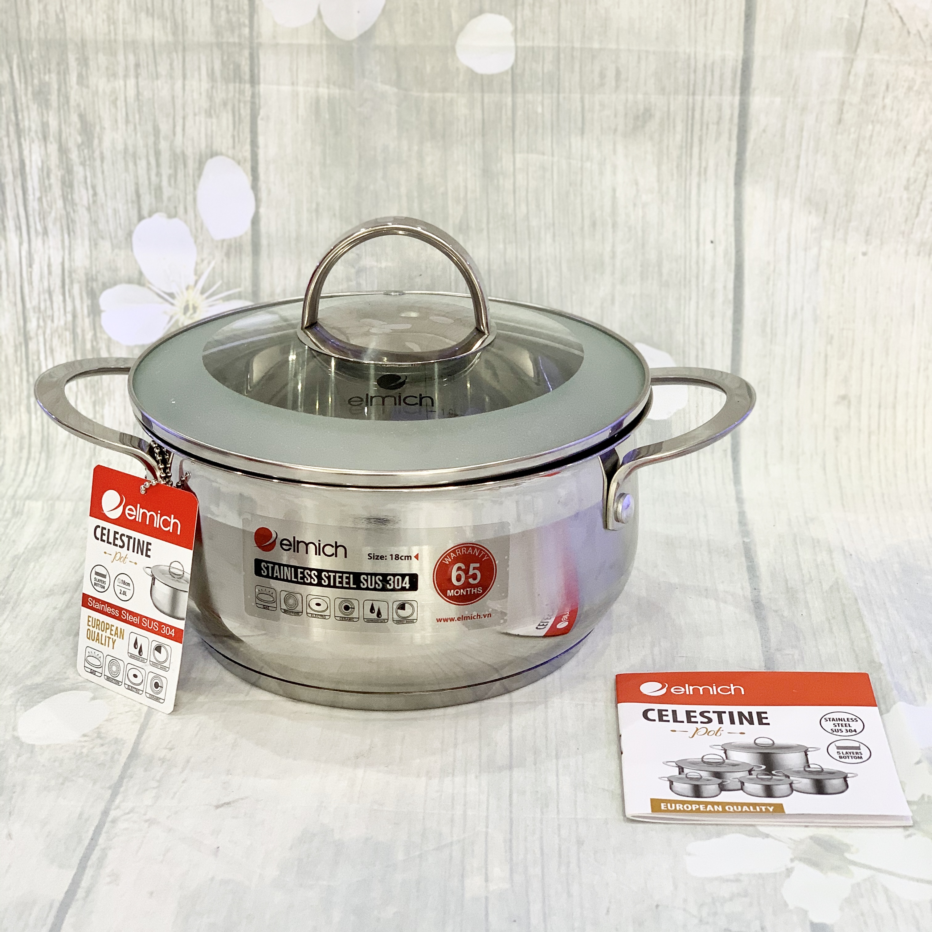 [ELMICH - EL5279] XOONG INOX 304 CELESTINE CAO CẤP 5 LỚP ĐÁY TỪ 28 CM