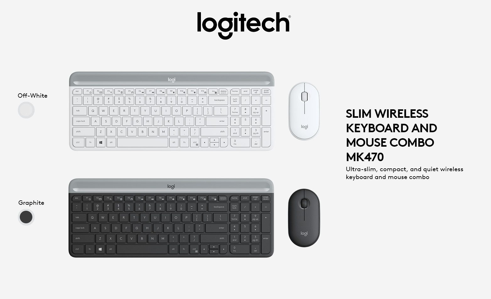 Bộ phím chuột không dây logitech MK470 Slim - Hàng Chính Hãng