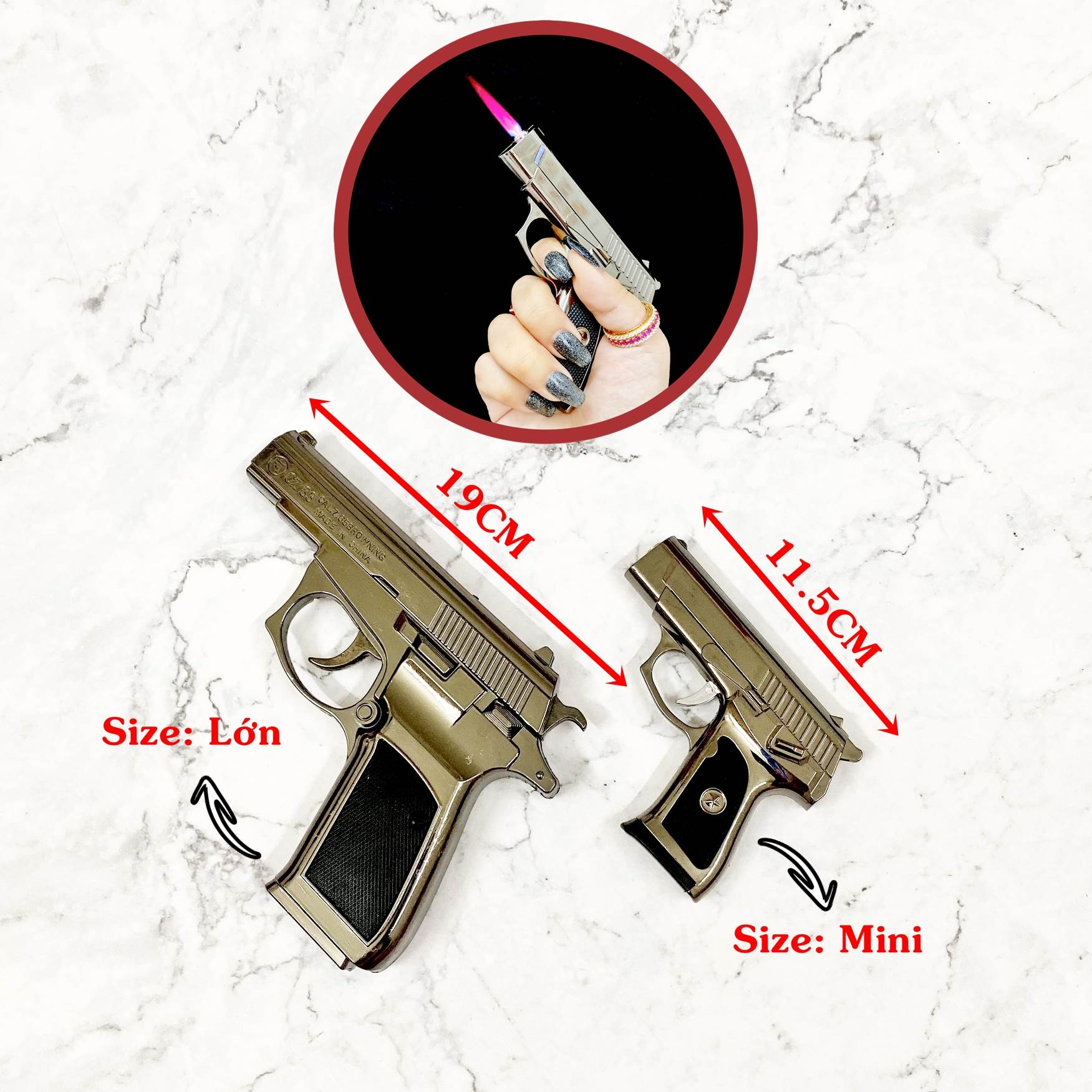 Hột quẹt bật lửa khè hình súng cz-83 mini -