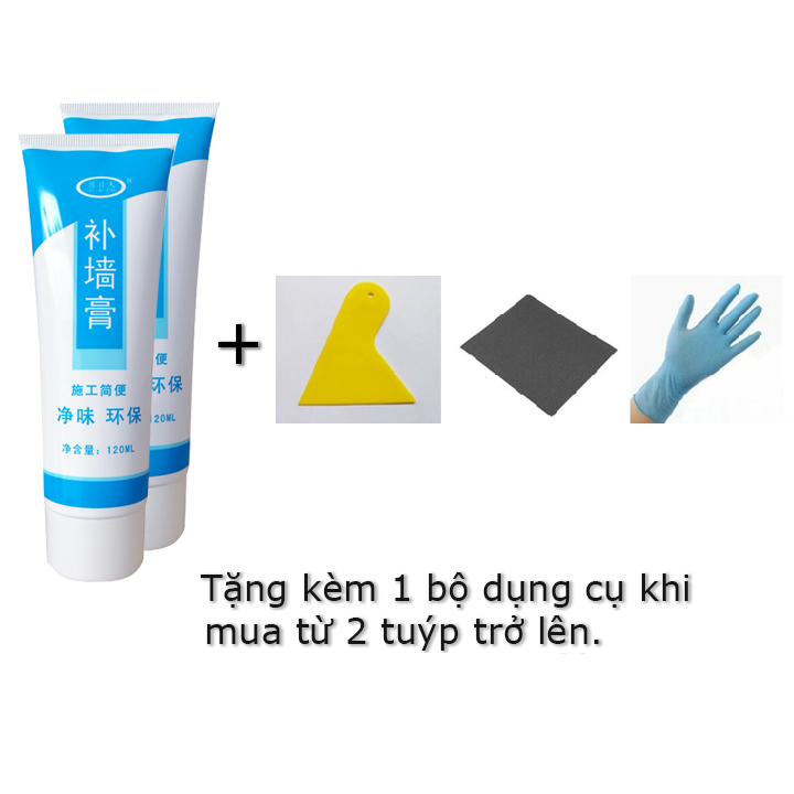 Combo 2 lọ keo trám vết nứt tường tặng kèm bộ dụng cụ