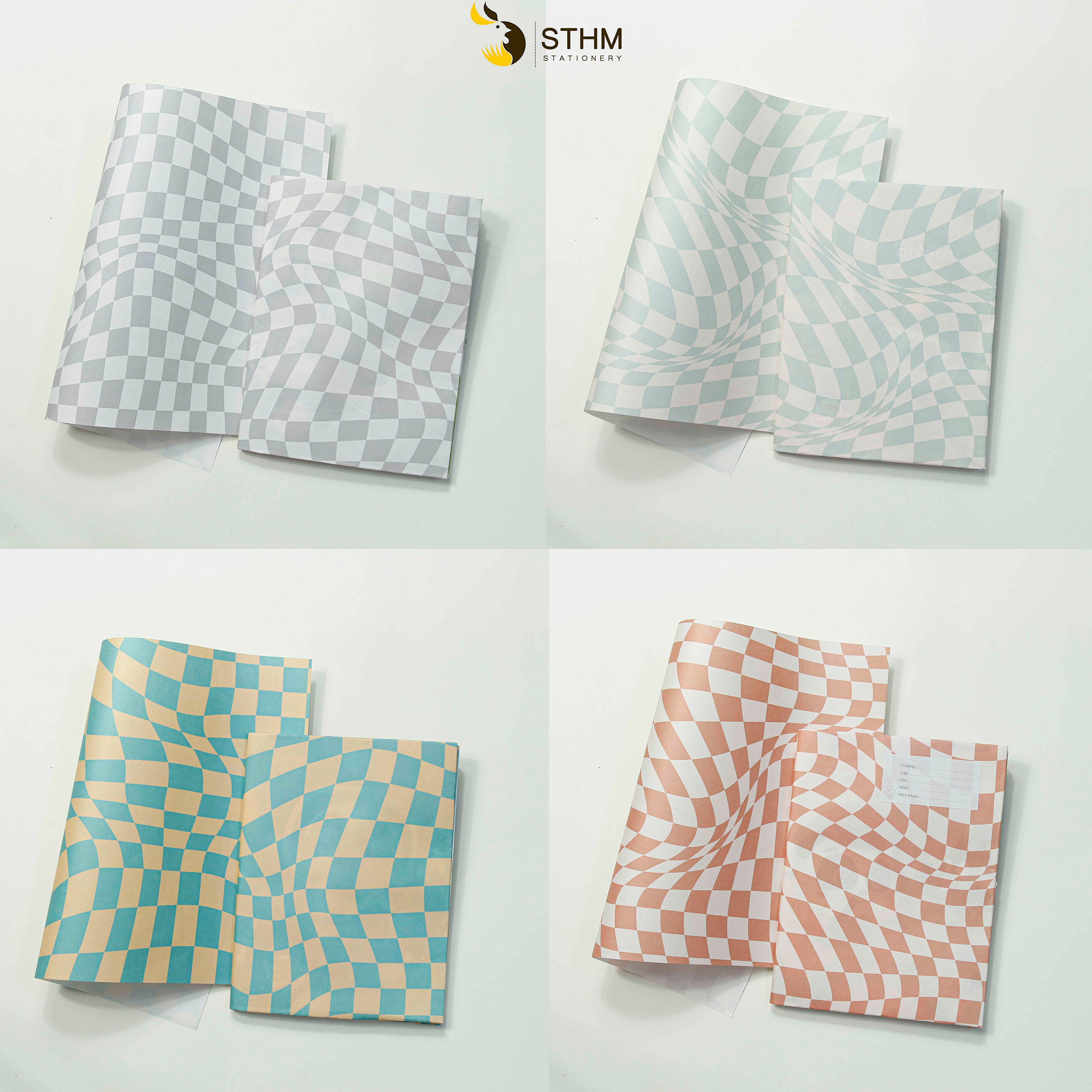 - Giấy bao tập A5 - Caro - Kraft trắng 100gsm - Tặng kèm nhãn vở