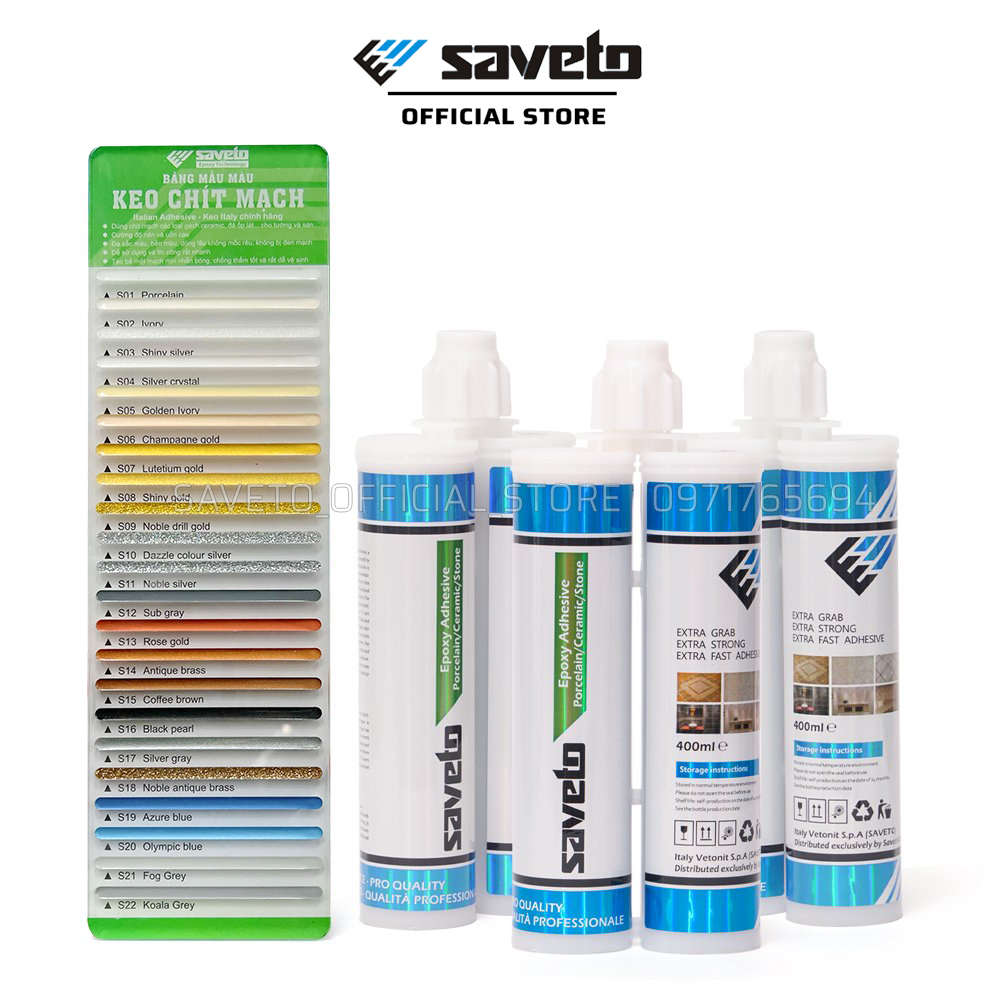 Combo 5 chai Keo chít mạch Saveto, keo chít mạch gạch sàn nhà, nhà tắm chống thấm,chống bụi bẩn cao cấp.