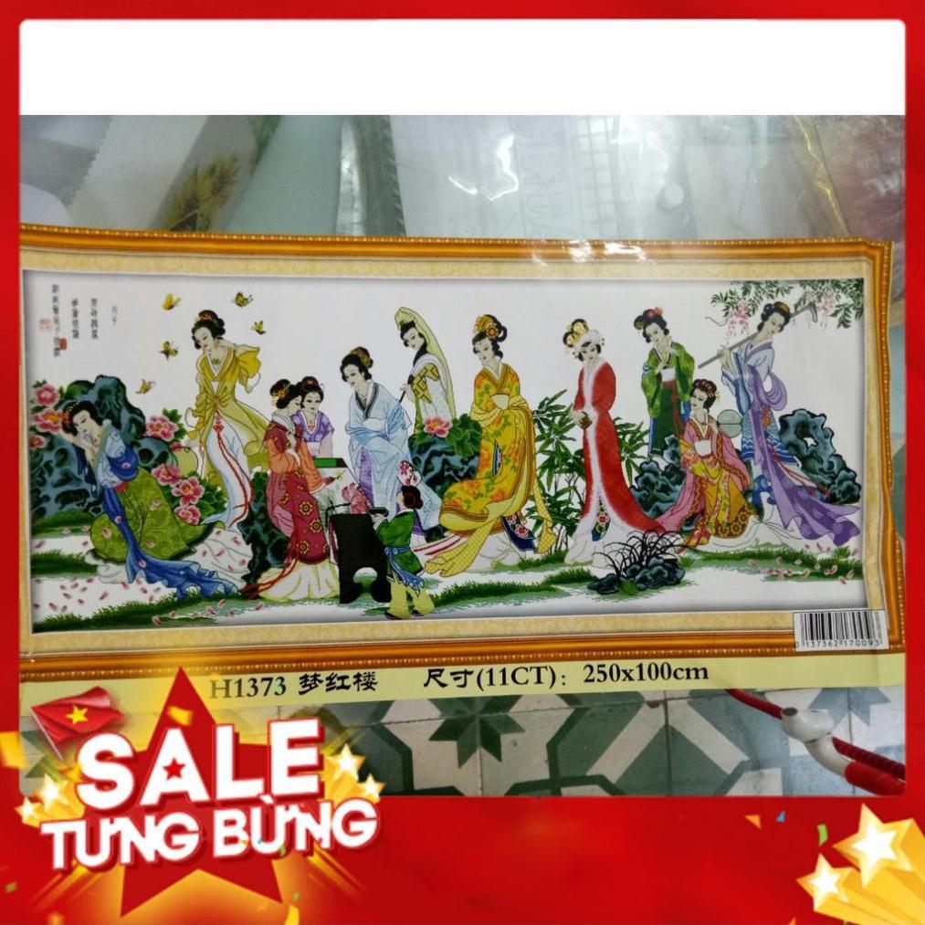 Tranh thêu chữ thập 12 nàng tiên KT 250x100cm