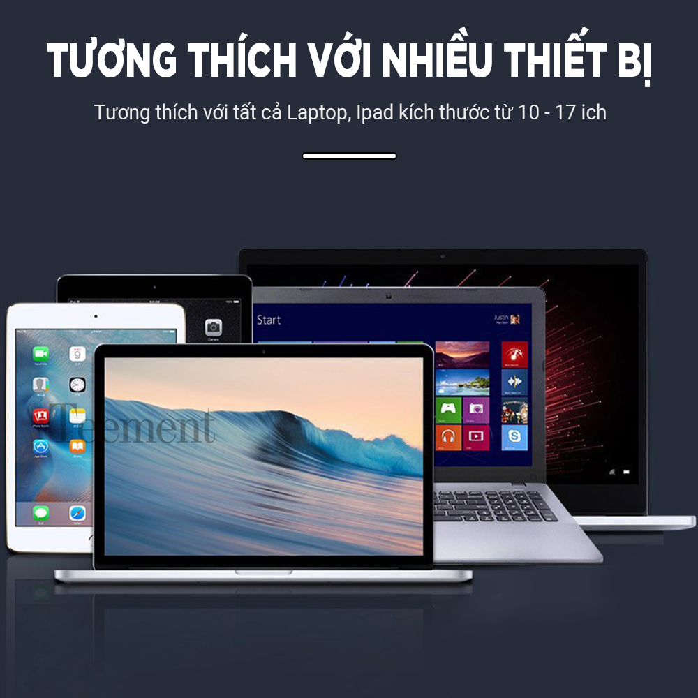 Giá Đỡ Laptop, Máy Tính, iPad, Macbook Hợp Kim Nhôm Cao Cấp. Hỗ Trợ Tản Nhiệt Chống Mỏi Cổ, Vai, Gáy. Hàng Chính Hãng Teement