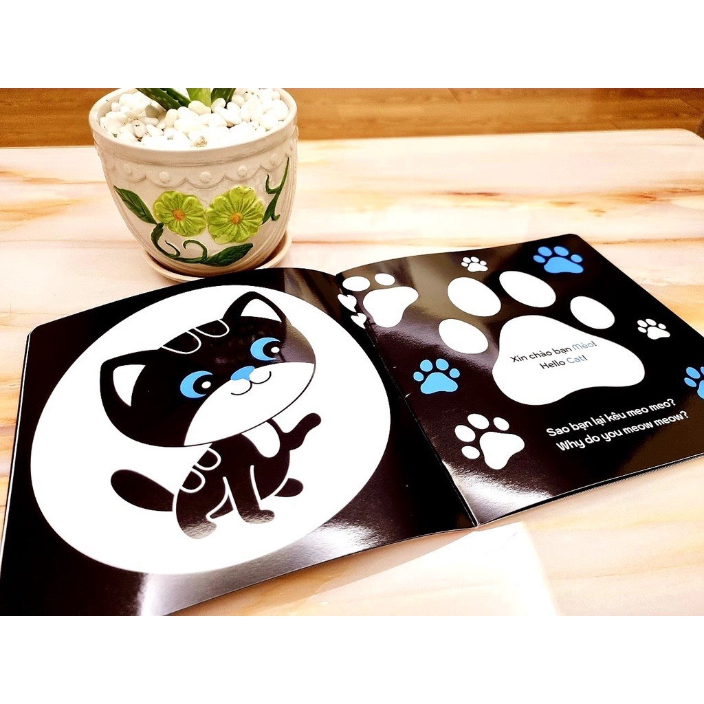 Sách - Bộ 6c Ehon Kích Thích Thị Giác Cho Bé 0-3 Tuổi - Song Ngữ Việt Anh - Chống Nước - Có File Nghe Quét Mã QR