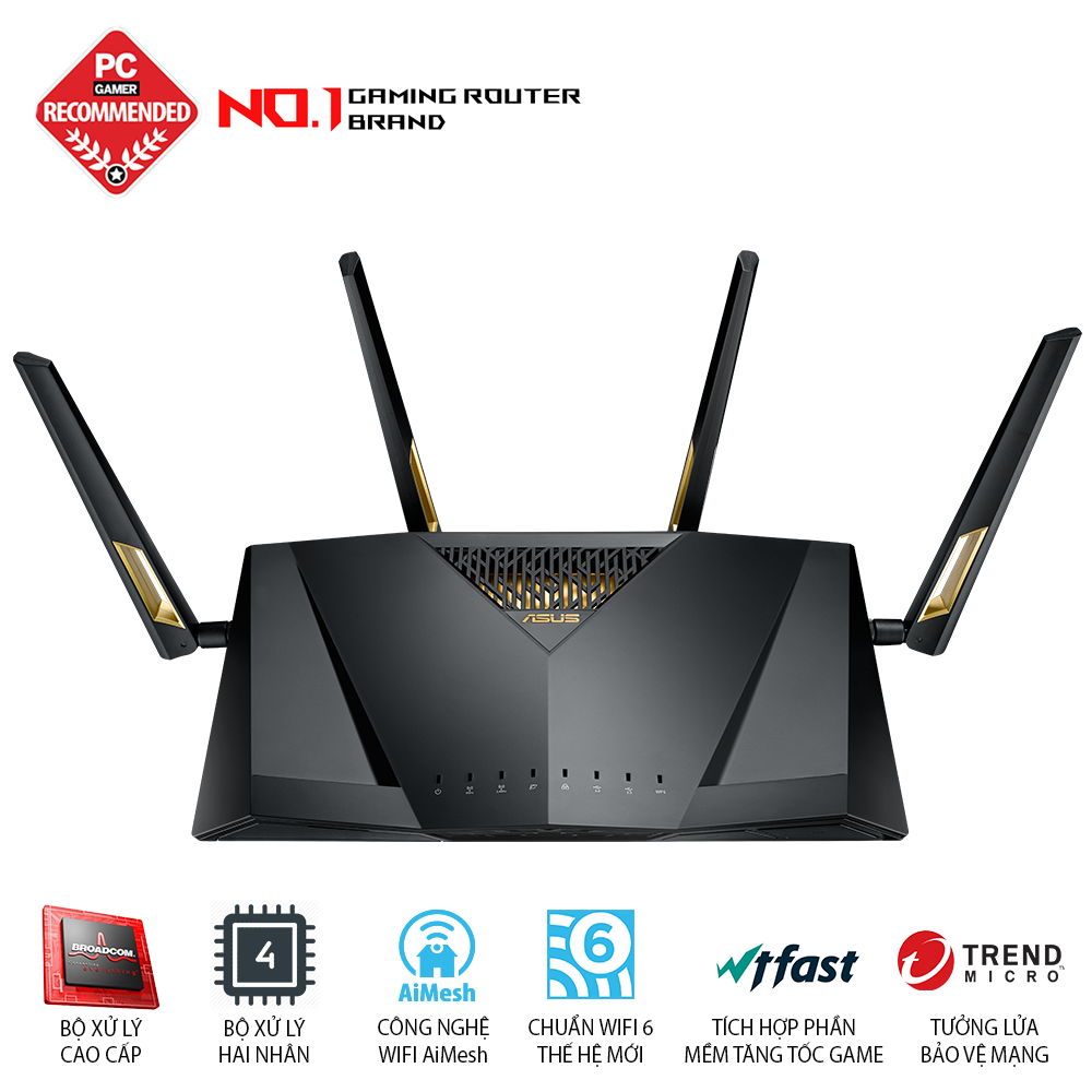 Router Wifi Băng Tần Kép ASUS RT-AX88U - Hàng Chính Hãng