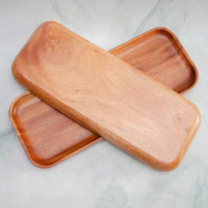 Khay gỗ chữ nhật Nhỏ-Kích thước Rộng 12cm x Dài 30cm x Cao 1.5cm