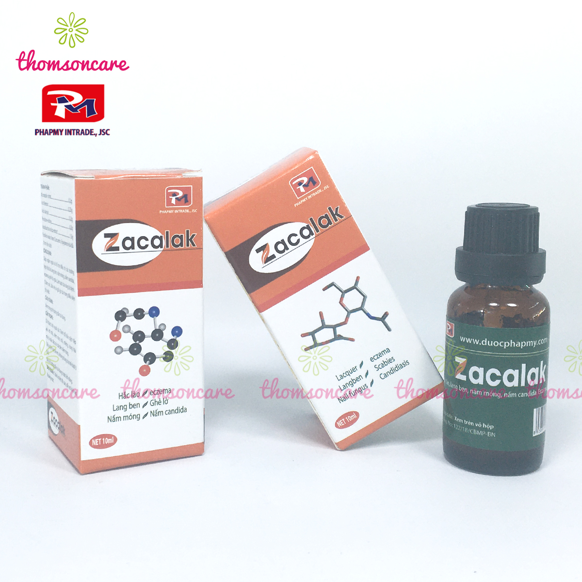 Zacalak - Lọ 10ml - Bôi hắc lào, lang ben, hỗ trợ giảm nấm móng - Từ cồn povidone Iod và Miconazole