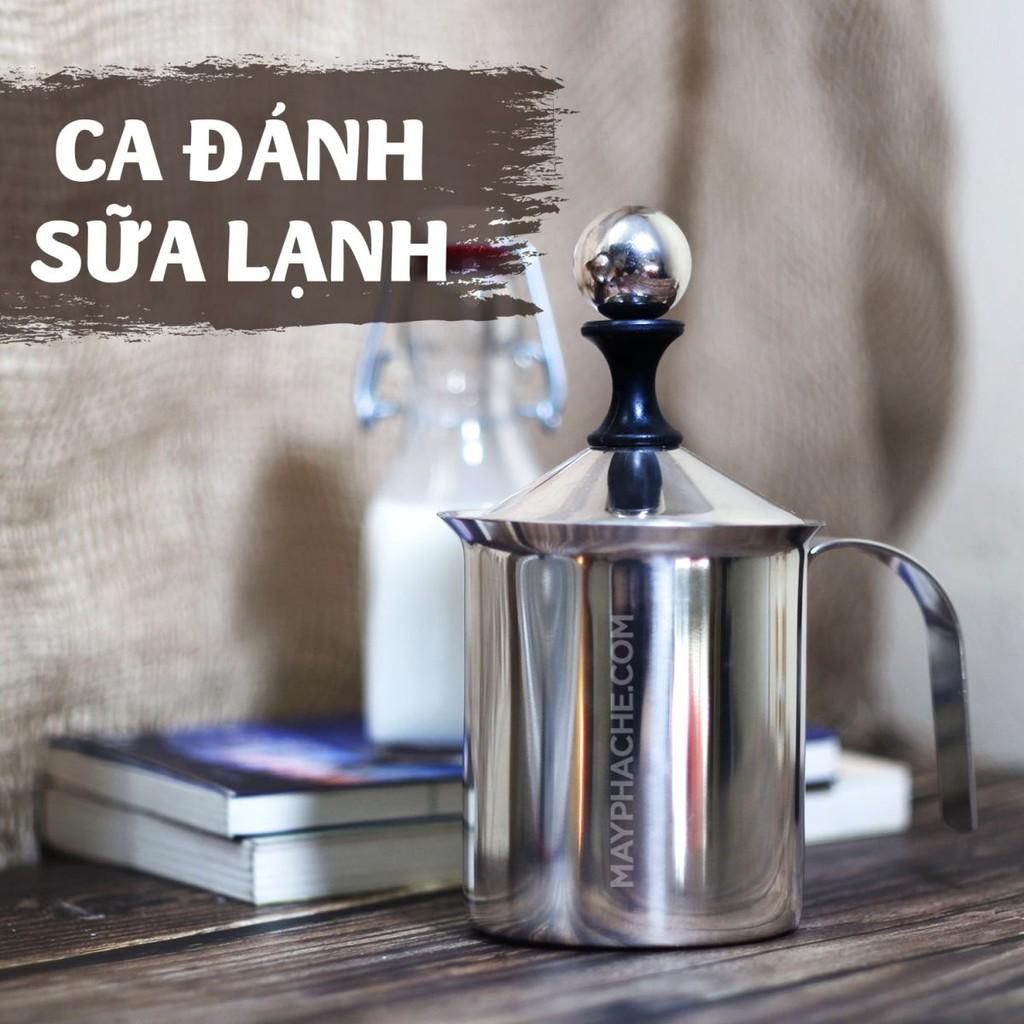 Giá Sỉ Ca đánh bọt sữa lạnh latte inox 400ml (bình sục sữa lạnh inox làm cà phê bọt)