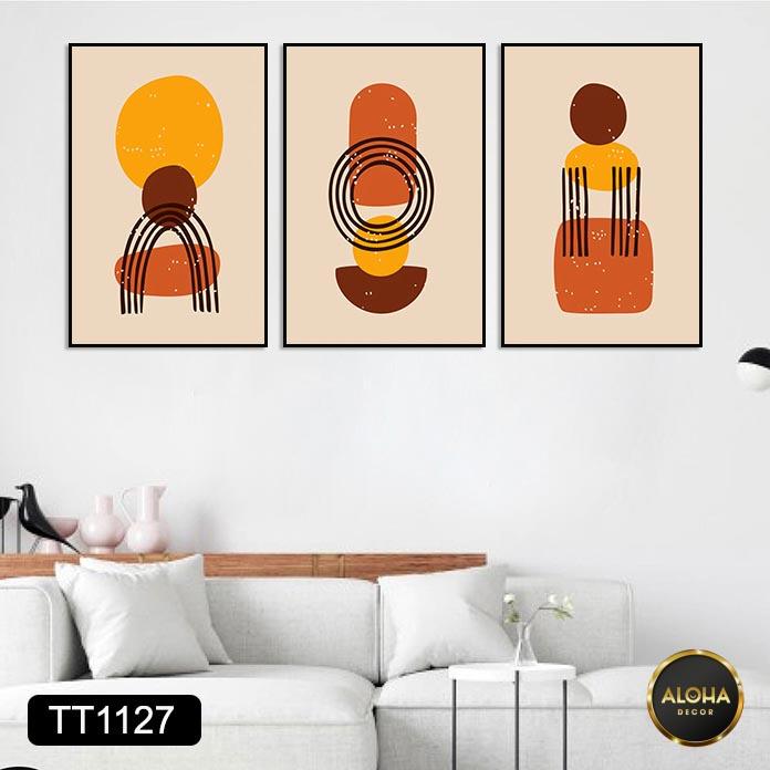 Set 3 Tranh treo tường phòng khách, phòng ngủ siêu đẹp - Tranh treo tường decor tối giản kèm khung và đinh treo tường