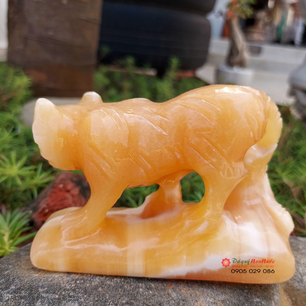 Tượng đá cọp 12 con giáp phong thủy đá ngọc hoàng long 10cm đá Non Nước