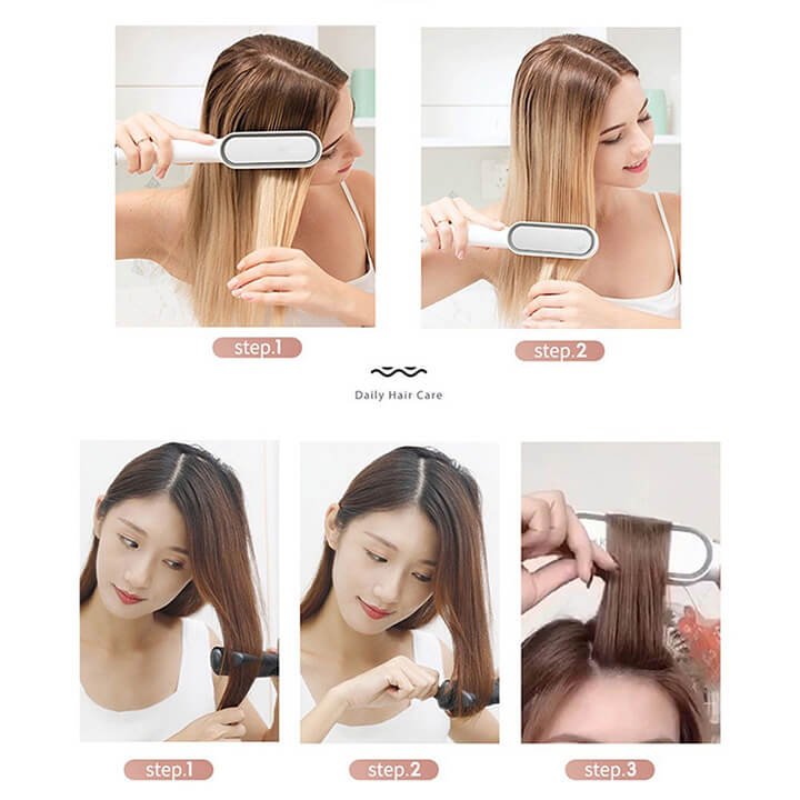 Lược điện chải tóc tạo kiểu đa năng giúp chải thẳng tóc, uốn cụp tóc chuyên nghiệp, duỗi tóc không gây sơ rối với 5 mức nhiệt ổn định