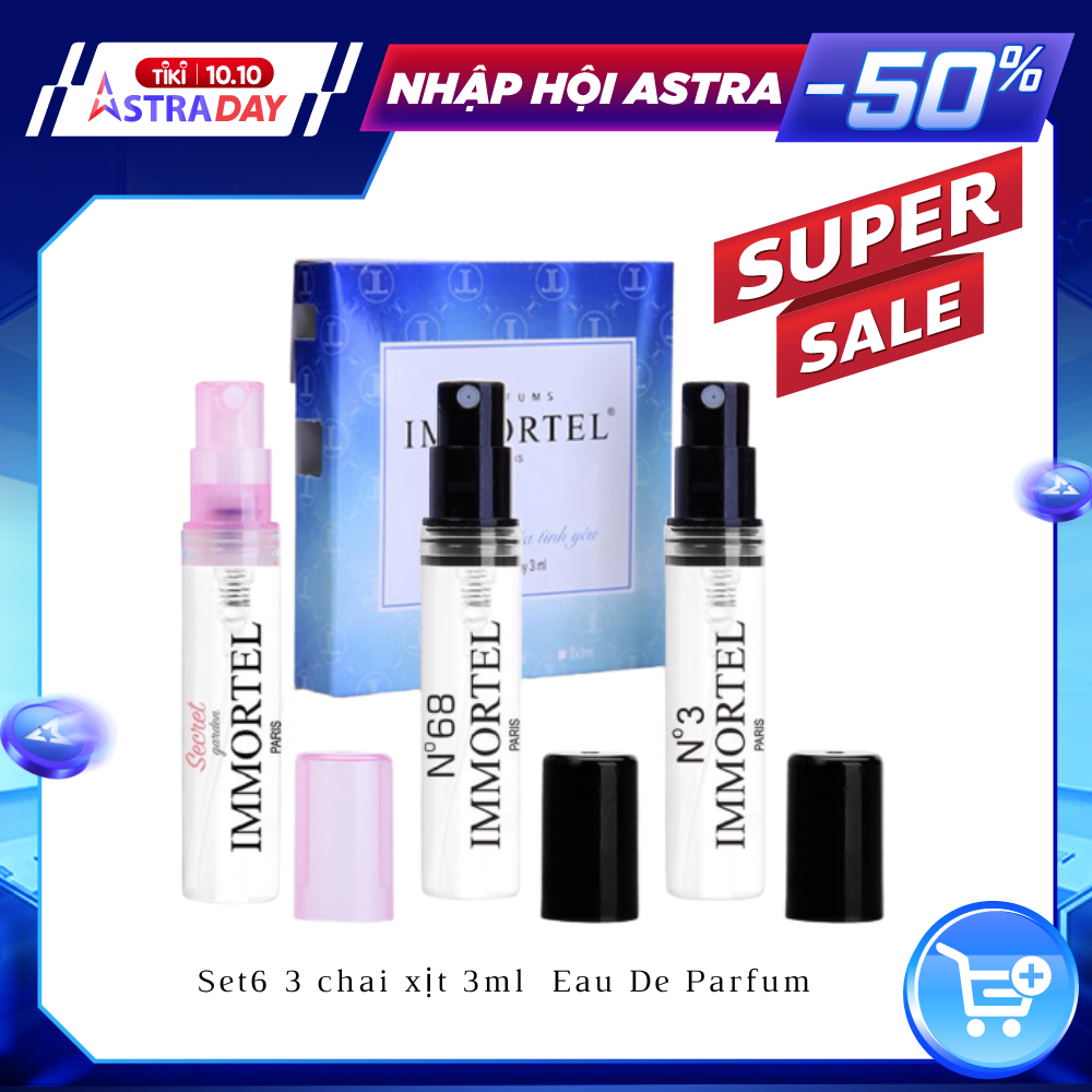 Nước Hoa IMMORTEL PARIS -Hộp Set 6 _ 3 chai xịt 3ml  (Secret + No68 + No3 ) - Eau De Parfum