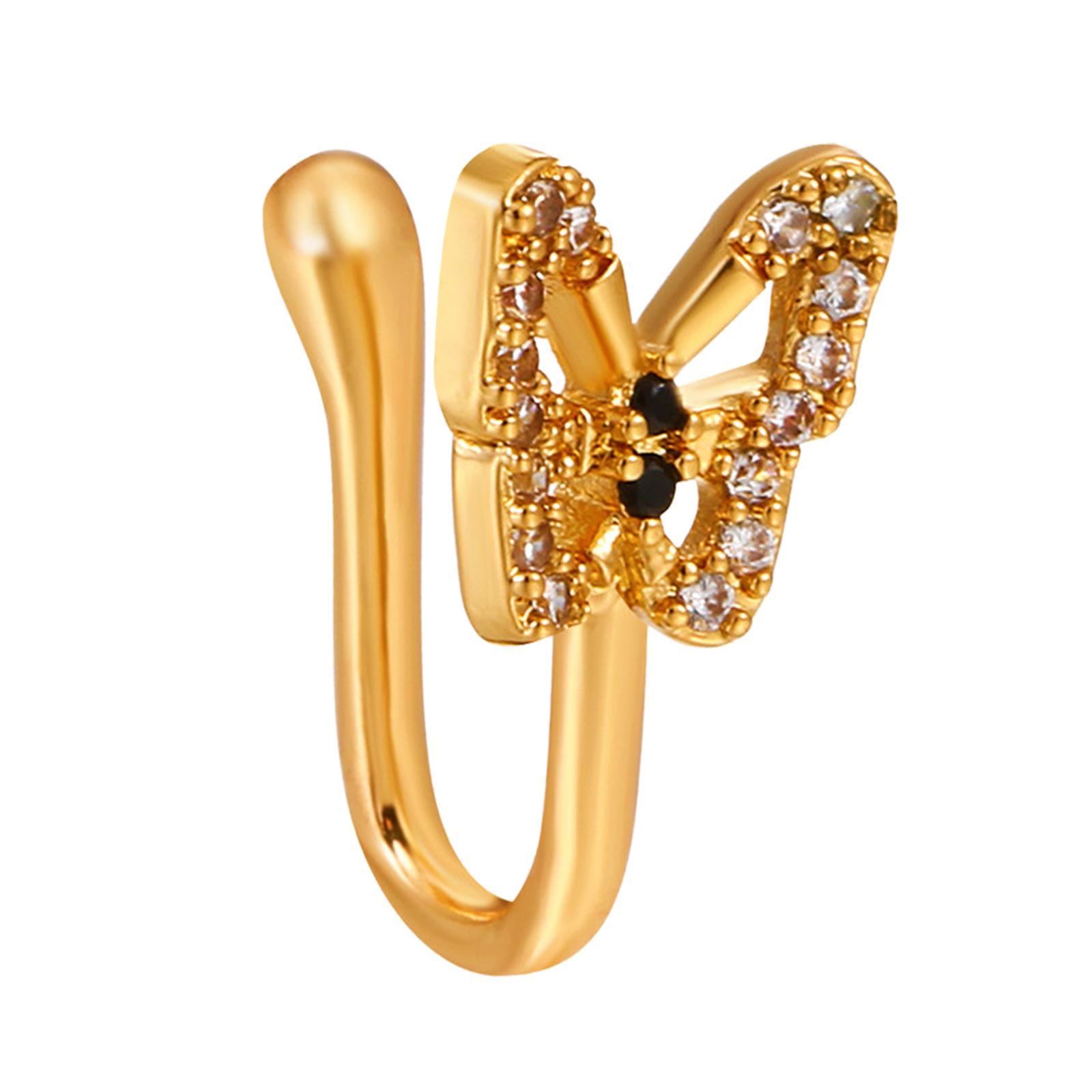 Fake Nose Rhinestone Copper No Piercing Clip on Nose for Women Men
