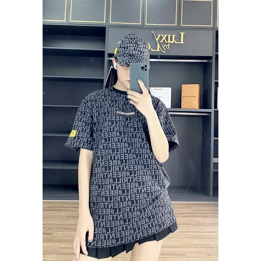 Áo thun tay lỡ phông Unisex nam nữ cotton beentrill monogram - B01 - Đen