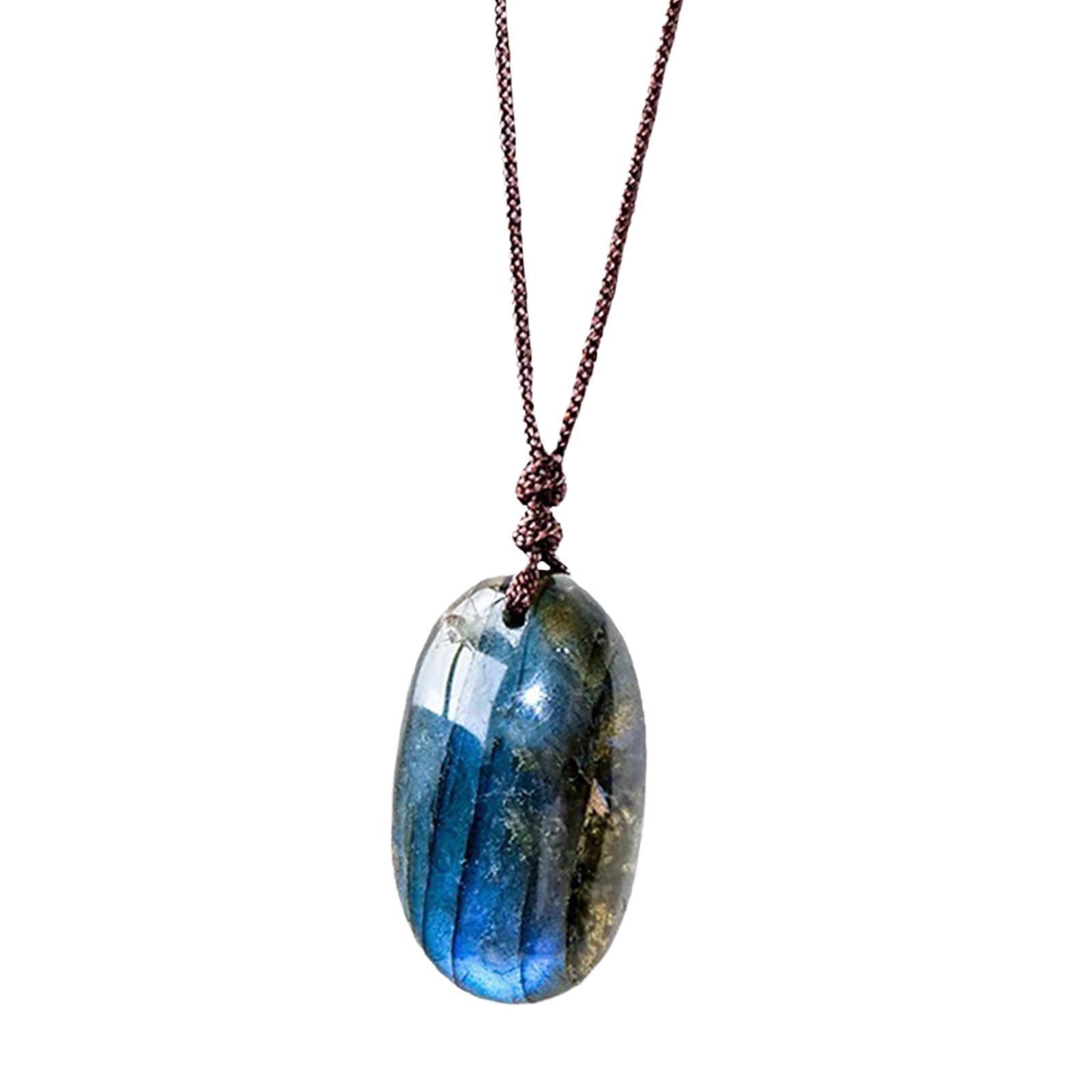 Labradorite Necklace Pendant Drop Retro Delicate Trendy Oval Pendant Necklace Charm Necklace for Birthday Gift Anniversary Girls Boys