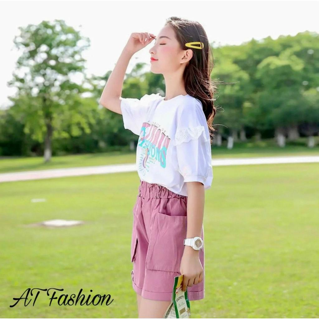 Quần áo bé gái, Set đồ bộ phối đi chơi cho bé gái phong cách Hàn Quốc size 12-40kg chất cotton mềm mịn mát