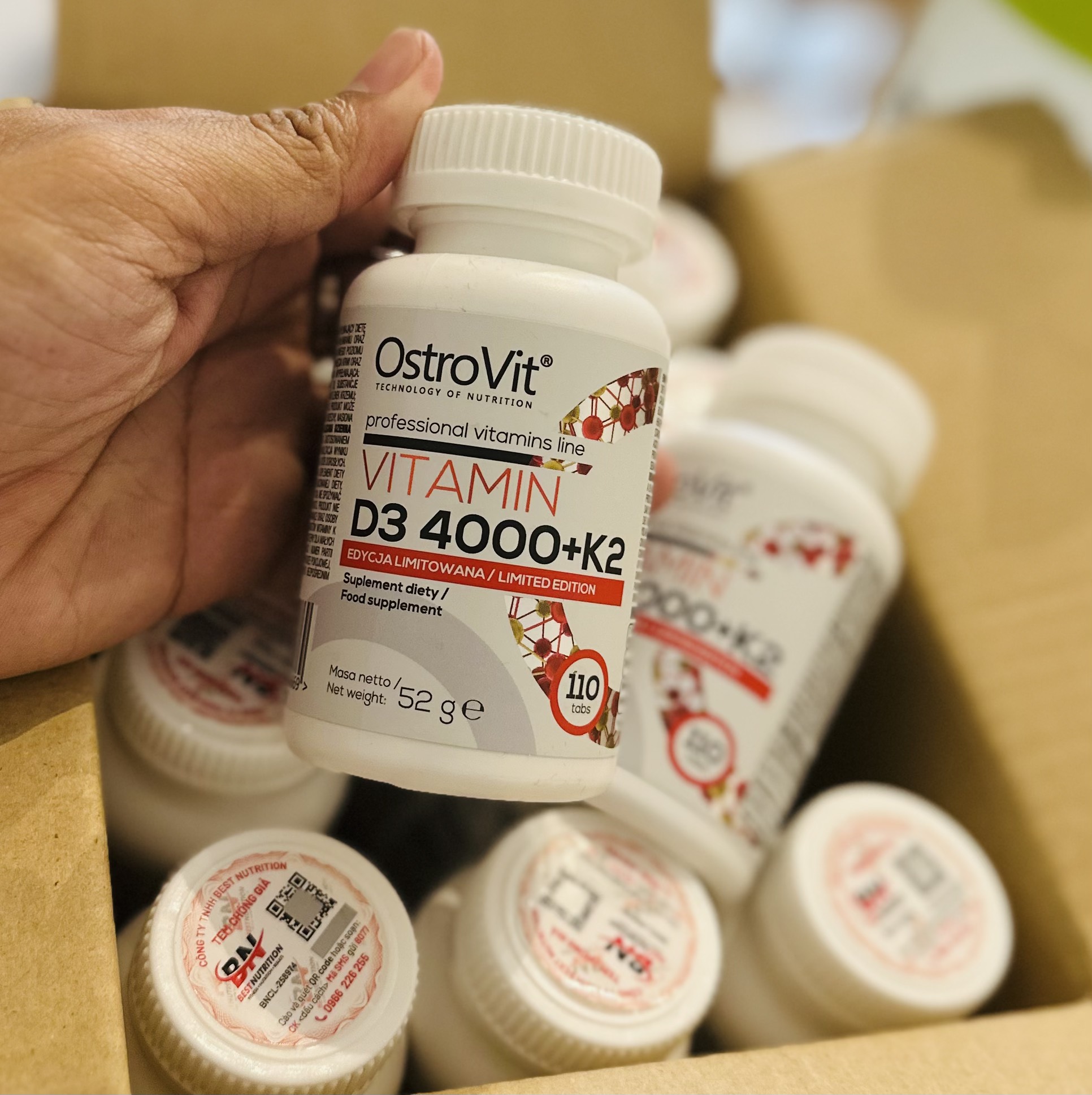 OstroVit Vitamin D3 4000 + K2 , Hỗ Trợ Hệ Miễn Dịch, Giúp Xương Răng Chắc Khỏe, Nhập Khẩu Ba Lan