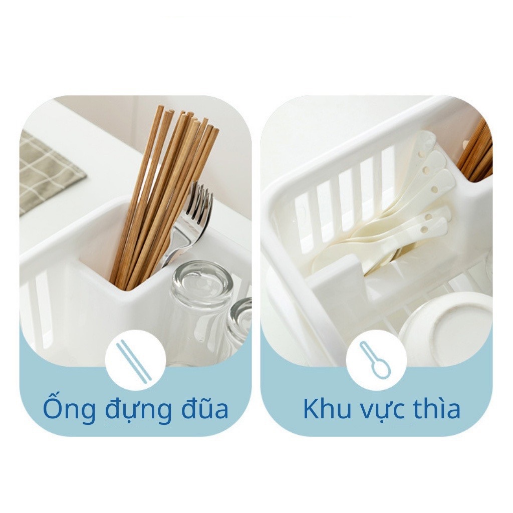 Rỗ úp chén dĩa, có khay để ống đũa, có khay hứng nước - khay úp chén MẪU MỚI